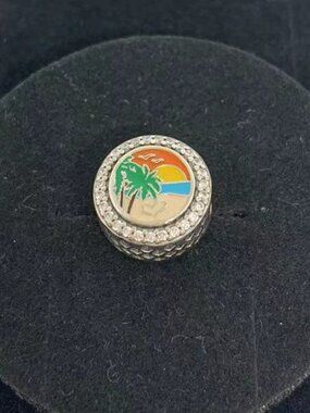 Engravable Beach Heart Scene Charm